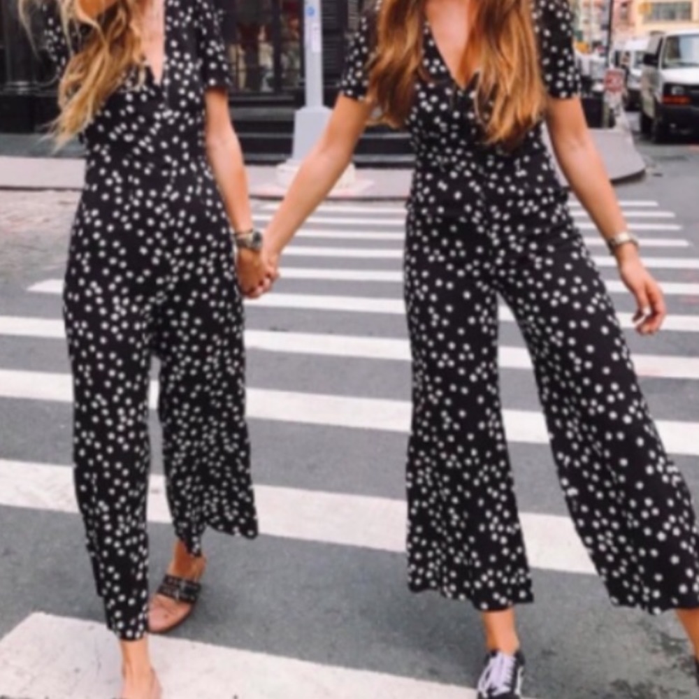 Reformation France jumpsuit, size 4, garland print